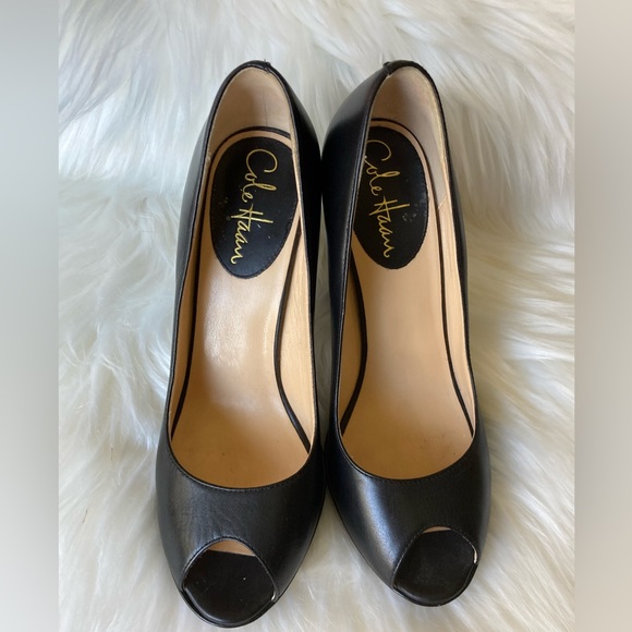 Cole Haan Black peep toe heels, 7 - Picture 6 of 15